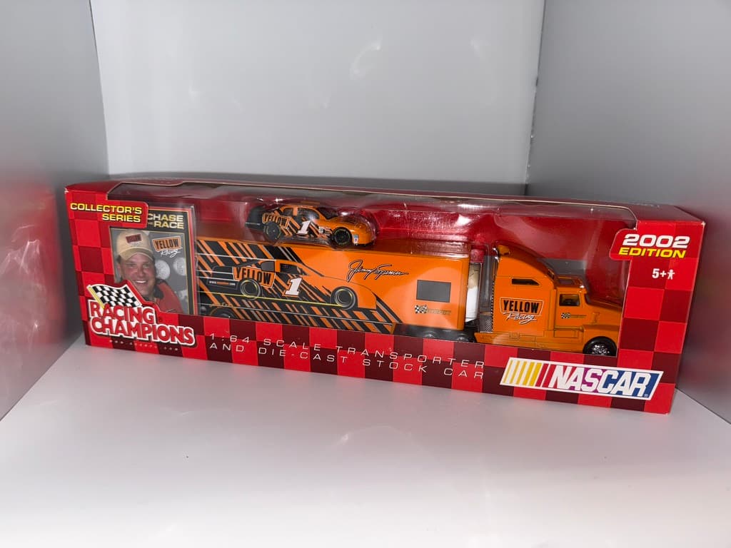 NASCAR 2002 Die-Cast Yellow Racing Trailer & Car