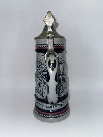 Vintage German Beer Stein with Pewter Lid - Wildlife Design