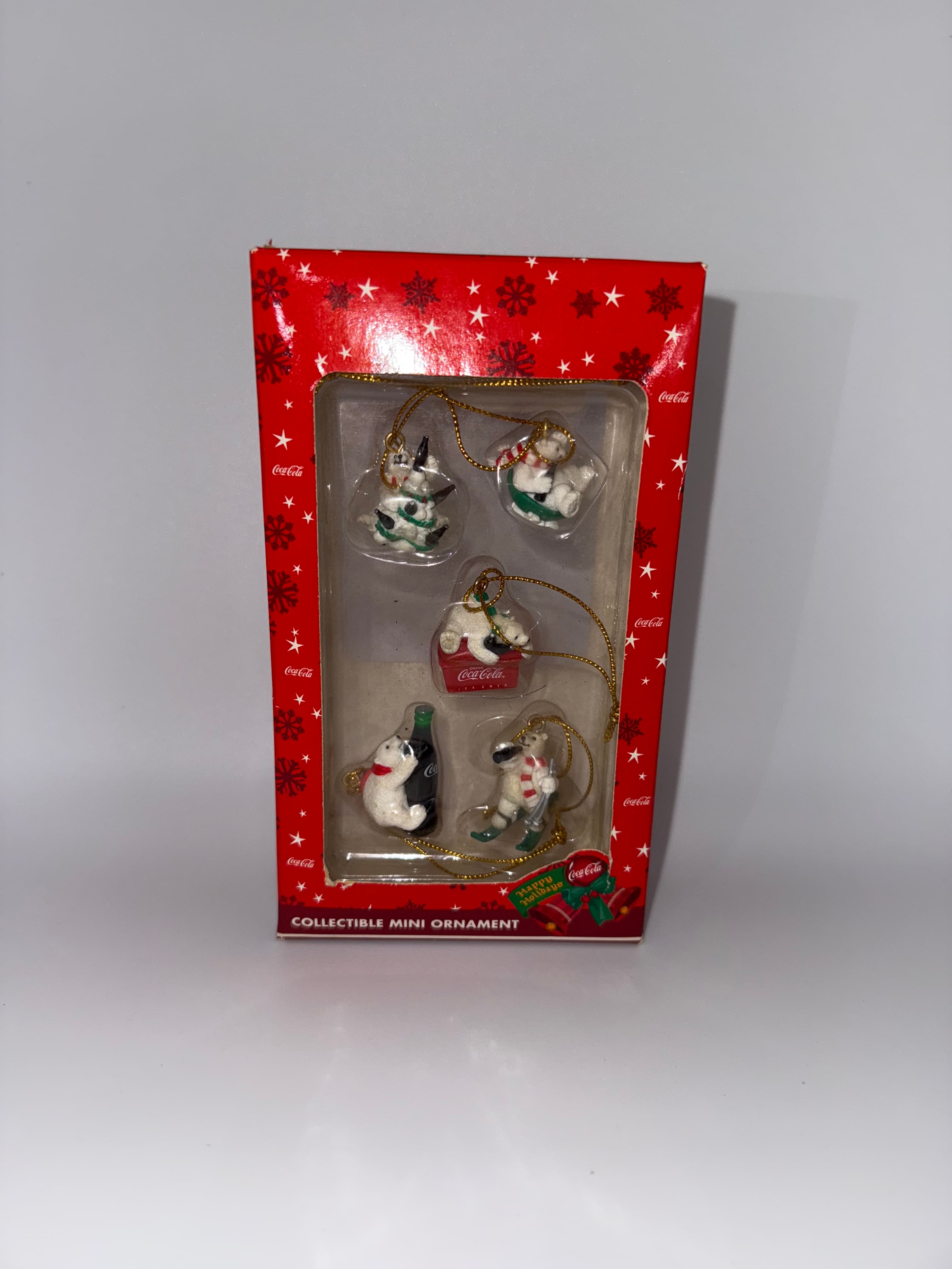 Coca Cola Polar Bear Mini Ornament Set - 5 Collectibles