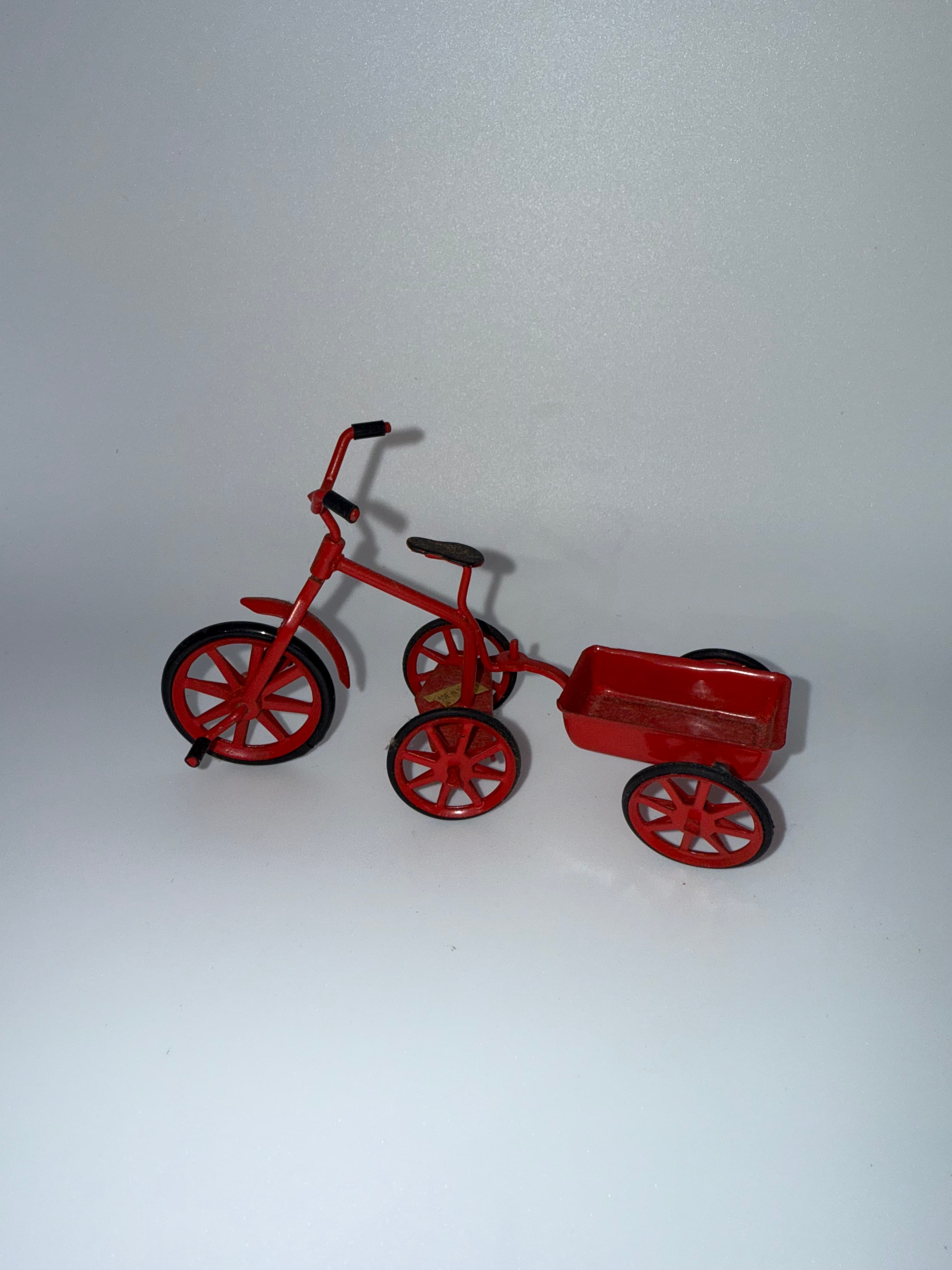Vintage Red Tricycle with Wagon - Collectible Toy