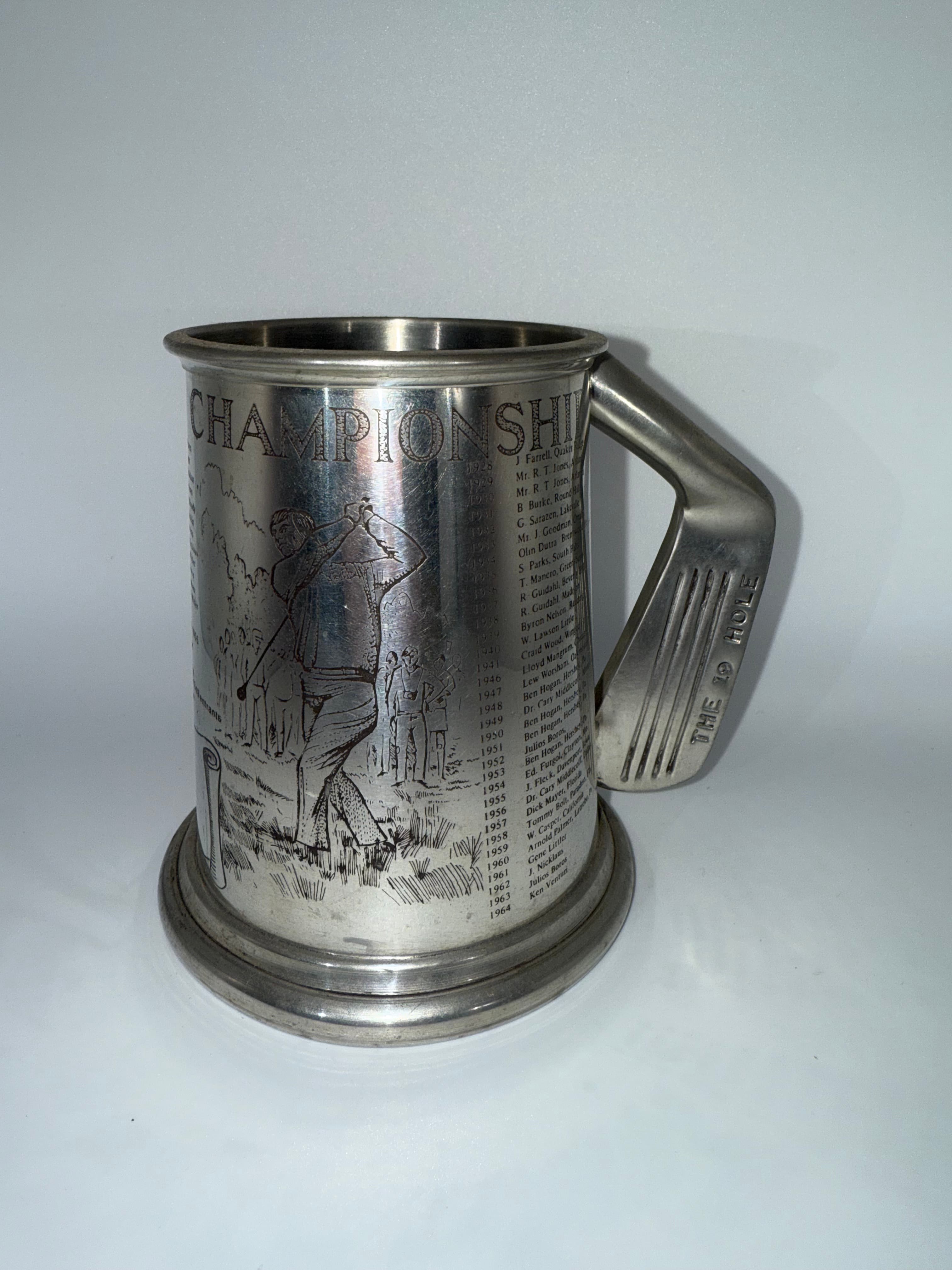 1976 American Open Golf Championship The 19th Hole Pewter Tankard Mug