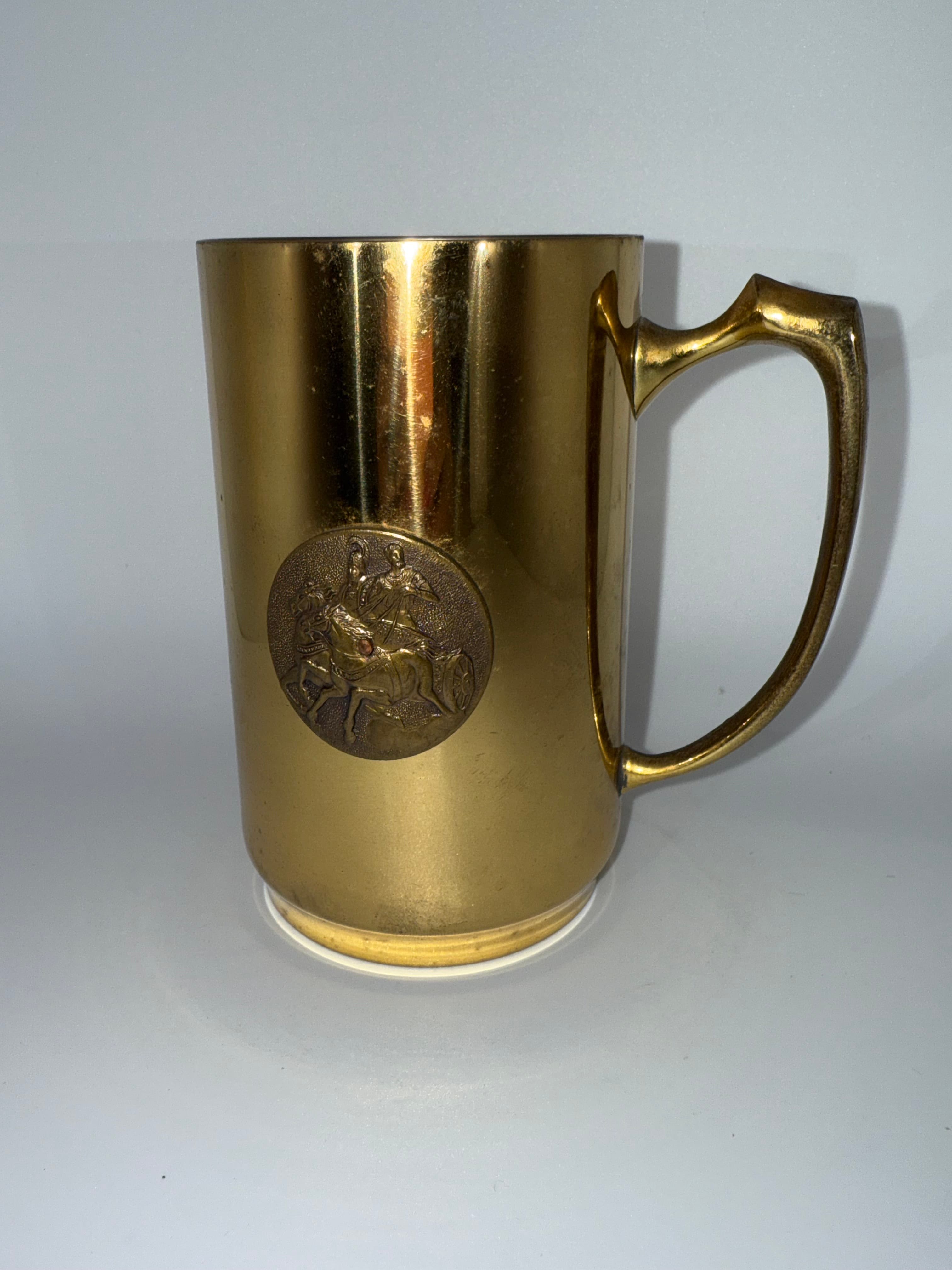 Vintage Italian Gold Mug with Embossed Design - Great Condition