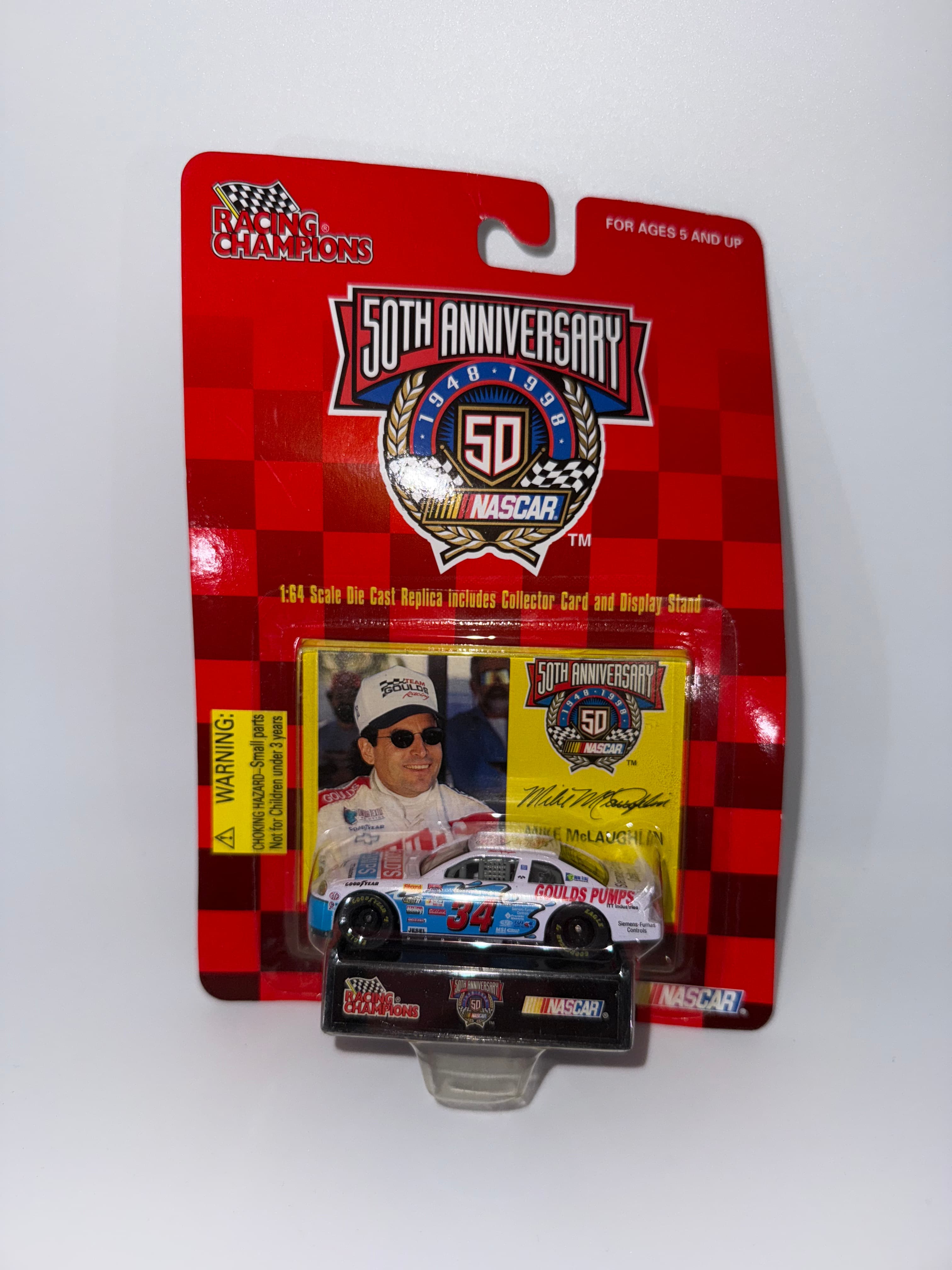 50th Anniversary #34 NASCAR Diecast Car with Card